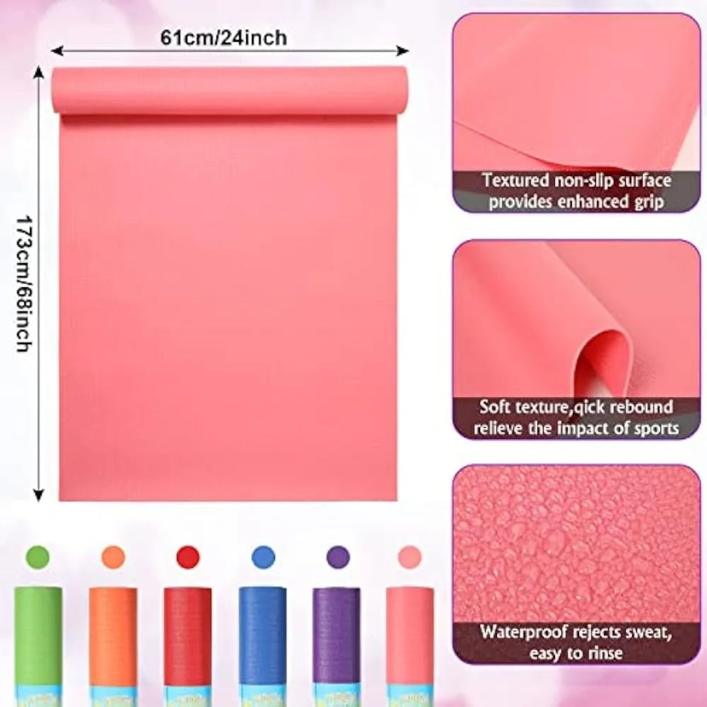 Wettarn 18 Pieces Yoga Mats Bulk Non Slip Exercise Mats Fitness Mats Workout Mats Women Men Kids Home Workout Gym