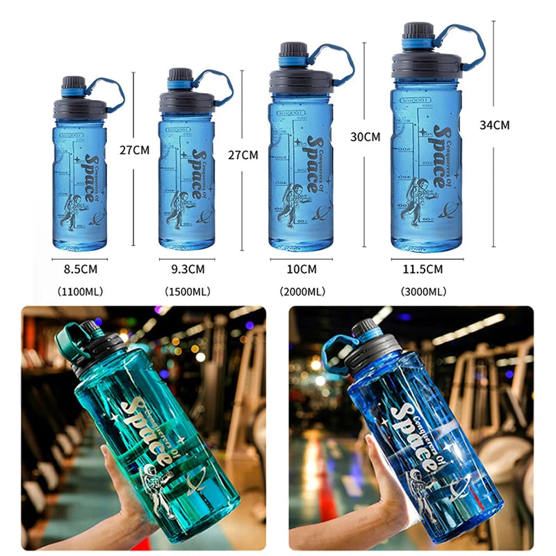 Liter Water Bottle Drinking Sports Bottles With Time Marker Plastic Water Jug Drinkware Outdoor Cup Fitness Water Bottle