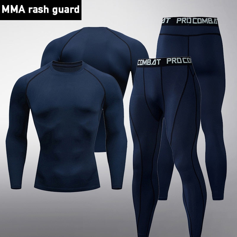 Jogging suit Men's Winter Outdoor Gym Thermal underwear Compression Tunning Tights Running Sports Tights Clothing 2 Piece set