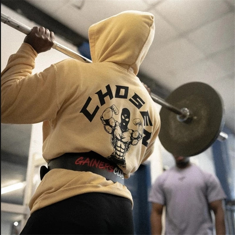 Men's Winter Gyms Cotton Hoodie Fitness Bodybuilding Sweatshirt Jacket High Kangaroo Pockets Quality brand Hoodie Clothing