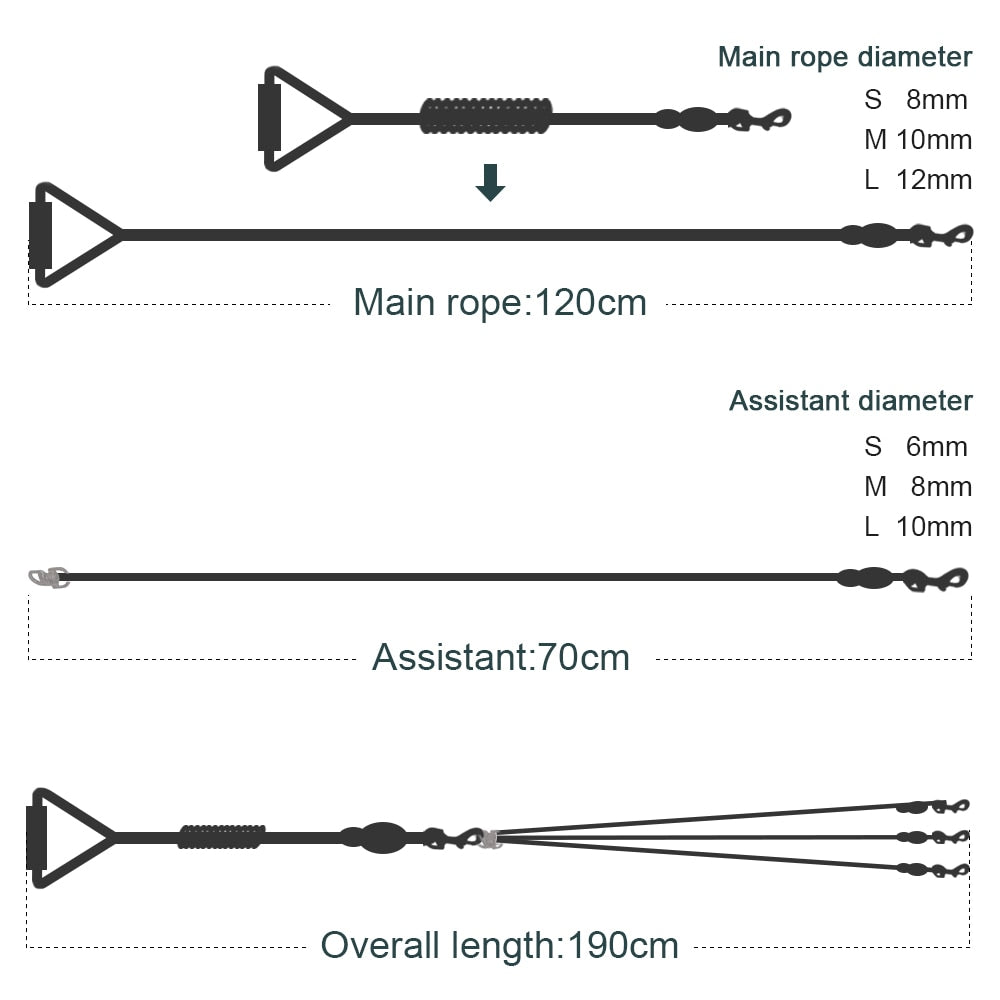 Colorful Multi-Dogs Leash for Connecting 3-In-1 Dog Outdoor Walking Nylon Detachable Round Traction Rope with Padded Foam Handle