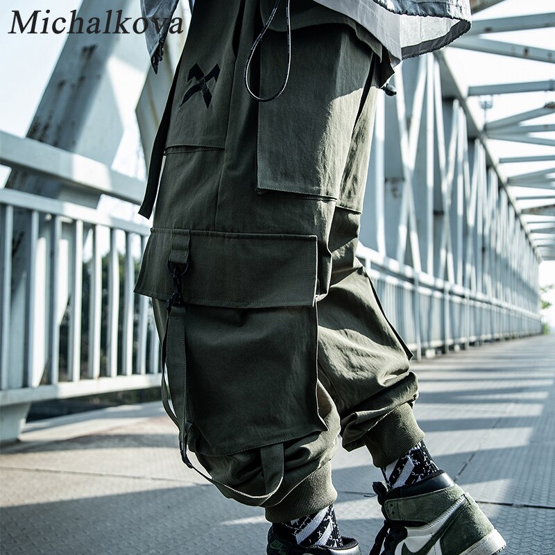 michalkova Paratrooper Japanese military Male Black Joggers Mens hip hop Pockets Ankel Cargo Pants Men Streetwear Pants Casual