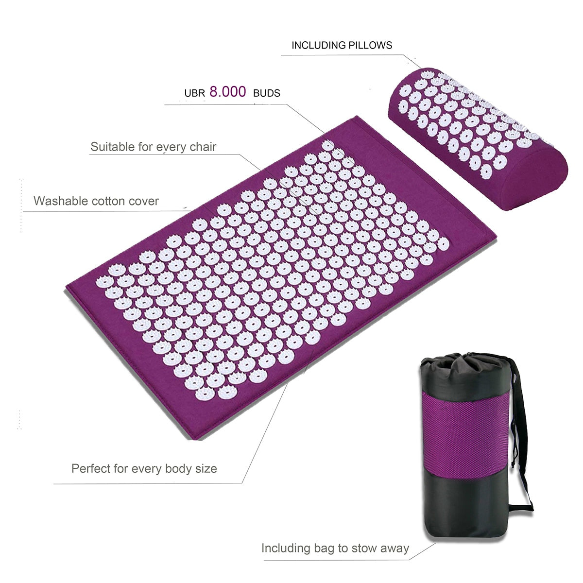 Acupressure Mat Massage Relieve Stress Back Body Pain Spike Cushion Yoga Acupuncture Mat
