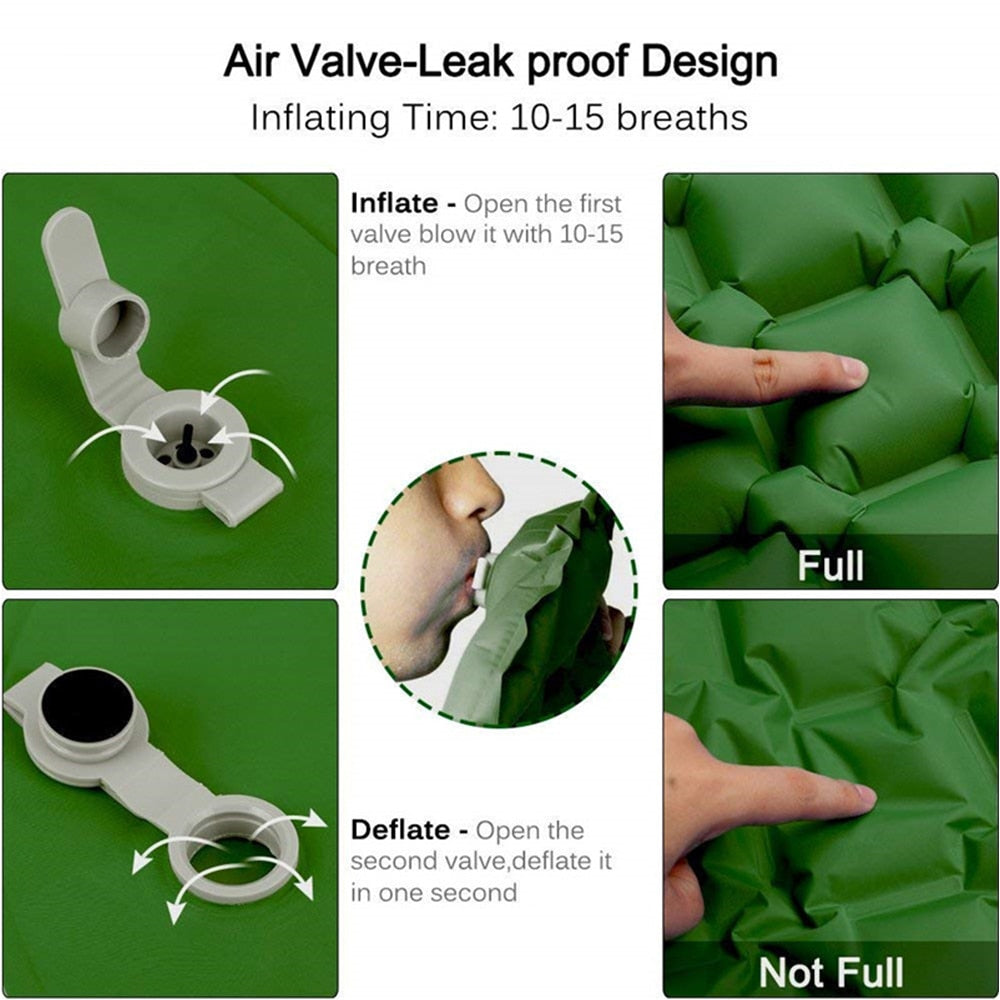 Ultralight Sleeping Pad Fast Filling Air Bag Camping Mat Inflatable Tent Mattress With pillow Life Rescue Cushion Pad X160D