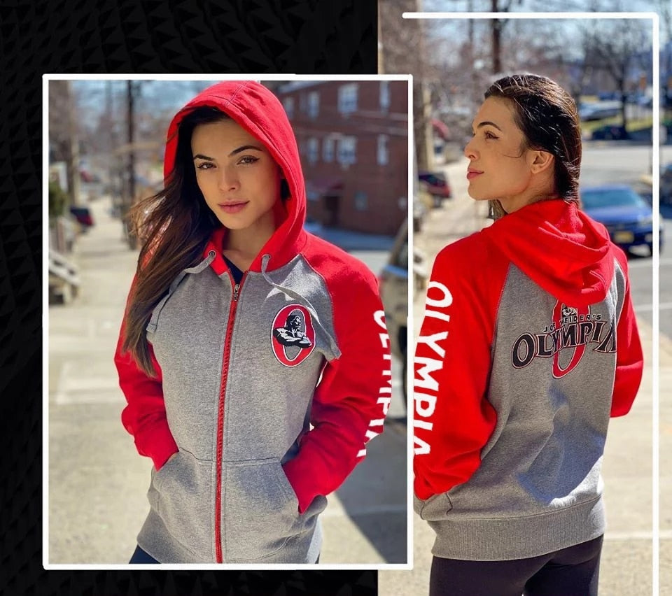 OLYMPIA Muscle fitness brothers sports sweater men's autumn leisure running training loose large size jacket hooded zipper shirt