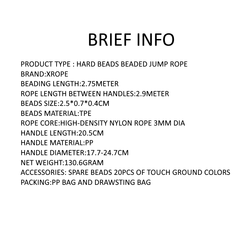 NEVERTOOLATE X ROPE 7mm hard beads jump skipping rope beaded skip rope Professional competition usage 2.9 meter long handle