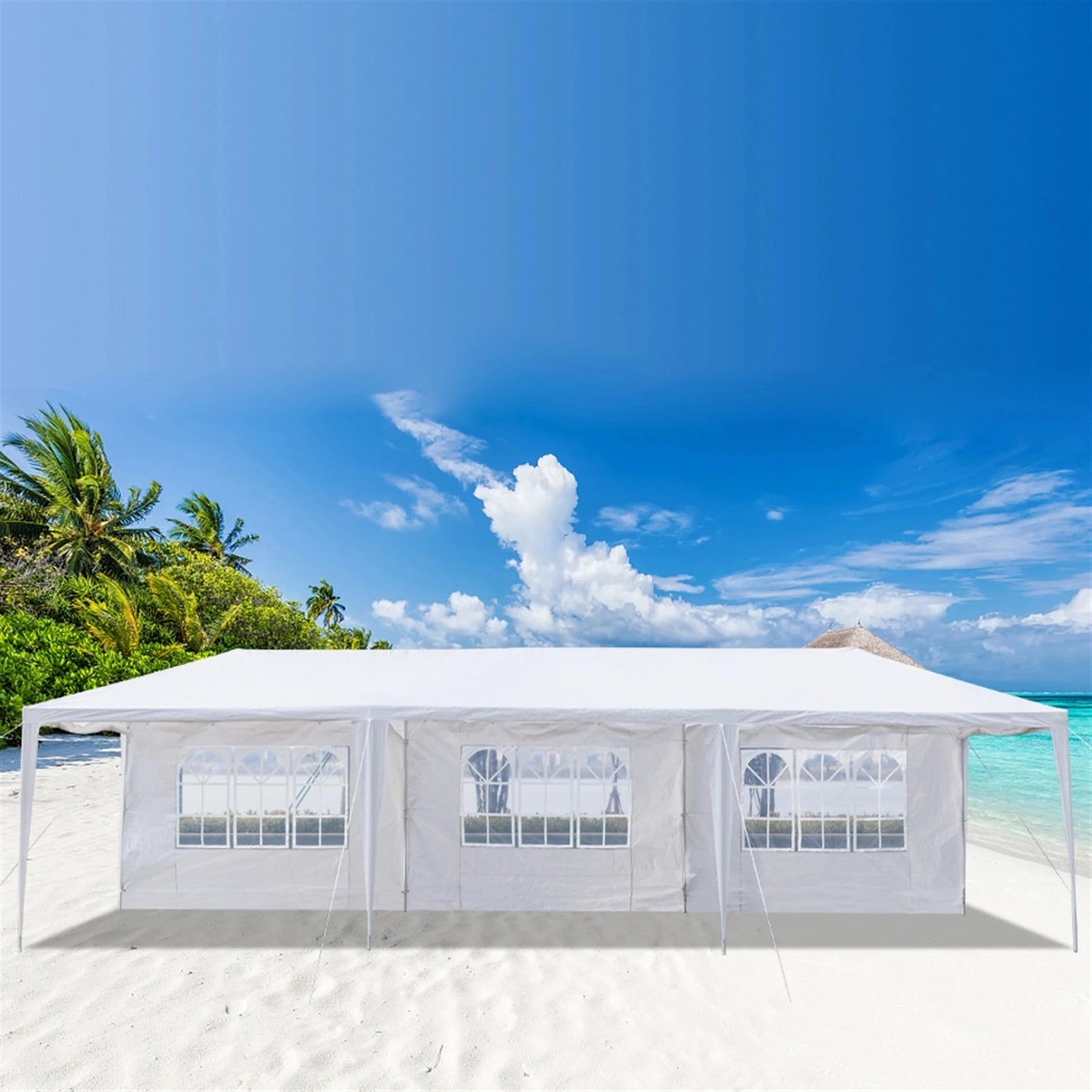 10'x30' Outdoor Canopy Party Wedding Tent Sunshade Shelter Outdoor Gazebo Pavilion W/5 Removable Sidewalls Upgraded Steel Tube