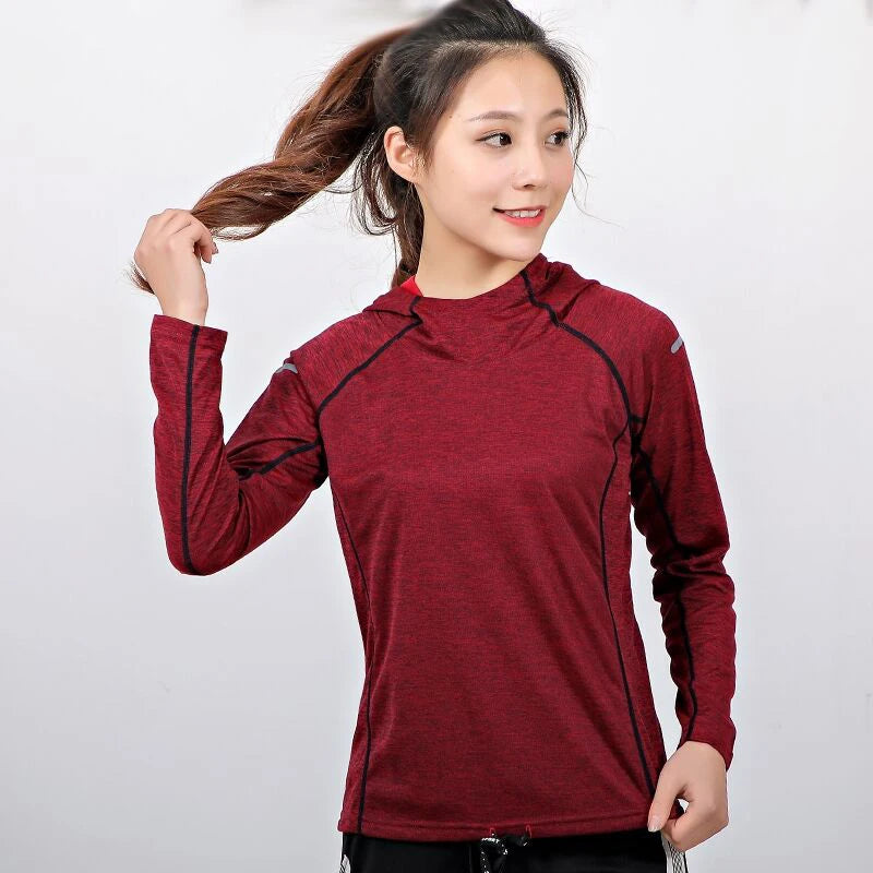 Women Athletic Sport Shirts Fitness Long Sleeved Hoodies Outerwear Breathable Quick Dry Tops Gym Jacket Woman Workout Yoga Shirt