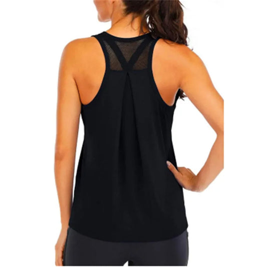 2024 Hot Women Yoga Tank  Mesh Back Fitness Yoga Shirts Sleeveless Workout Running T Shirt Quick Dry Sports Vest Ladies