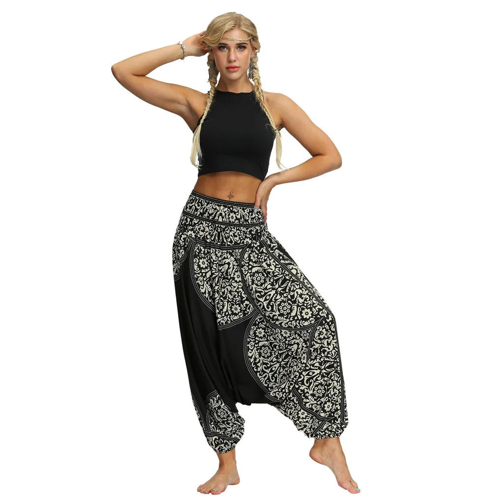 Women Casual Loose Yoga Trousers Baggy Boho Jumpsuit Pants спортивные штаны женщин pantalones de mujer 2021 new Design