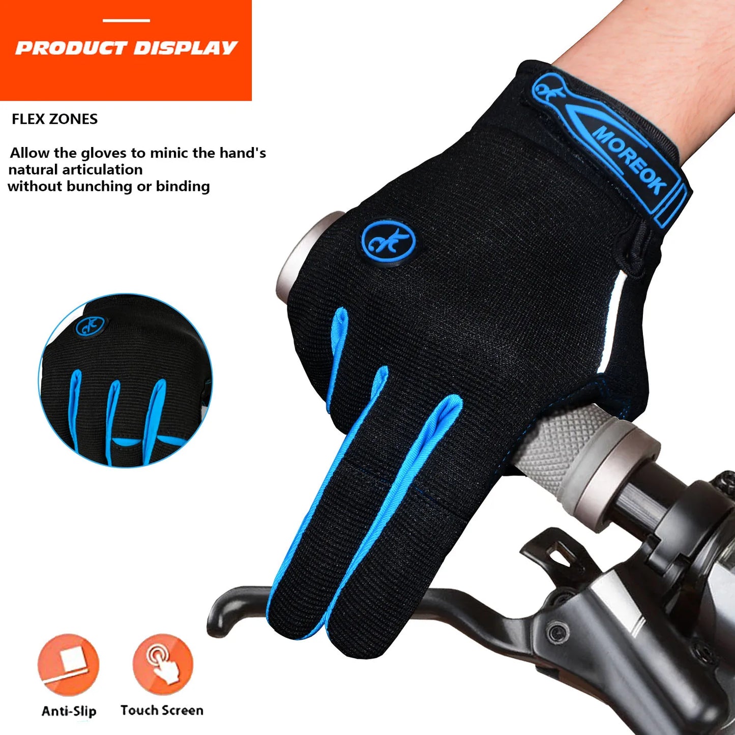 MOREOK Cycling Gloves Gel Shockproof MTB Road Bike Gloves Breathable Durable Bicycle Gloves Non-slip Biking Glove for Men Women