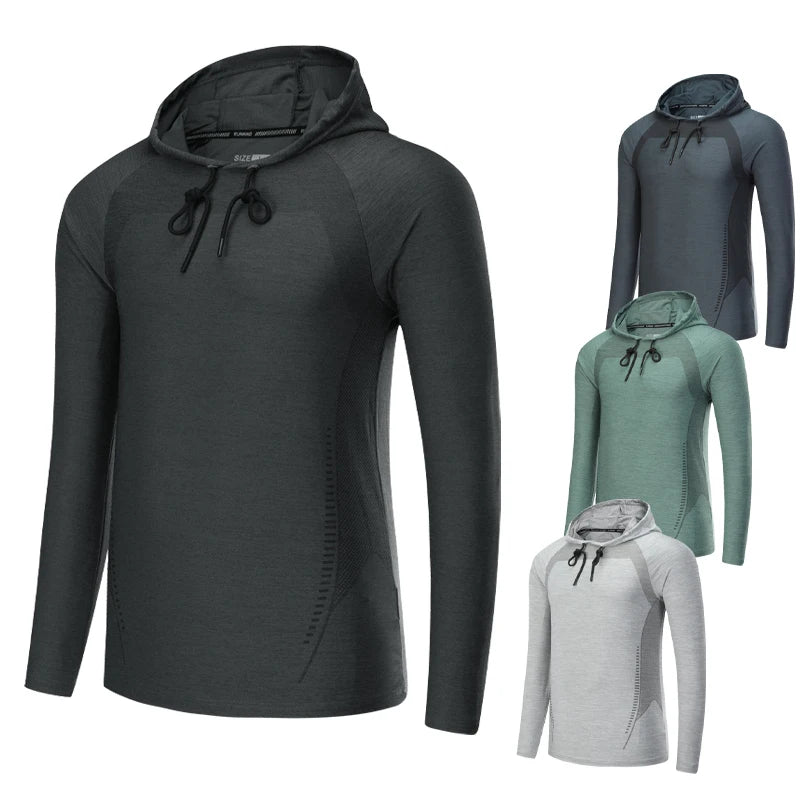 Men Outdoor Sports Jacket Breathable Fashion Training Workout Hoodie Print Running Long Sleeves Autumn Winter Gym Pullover