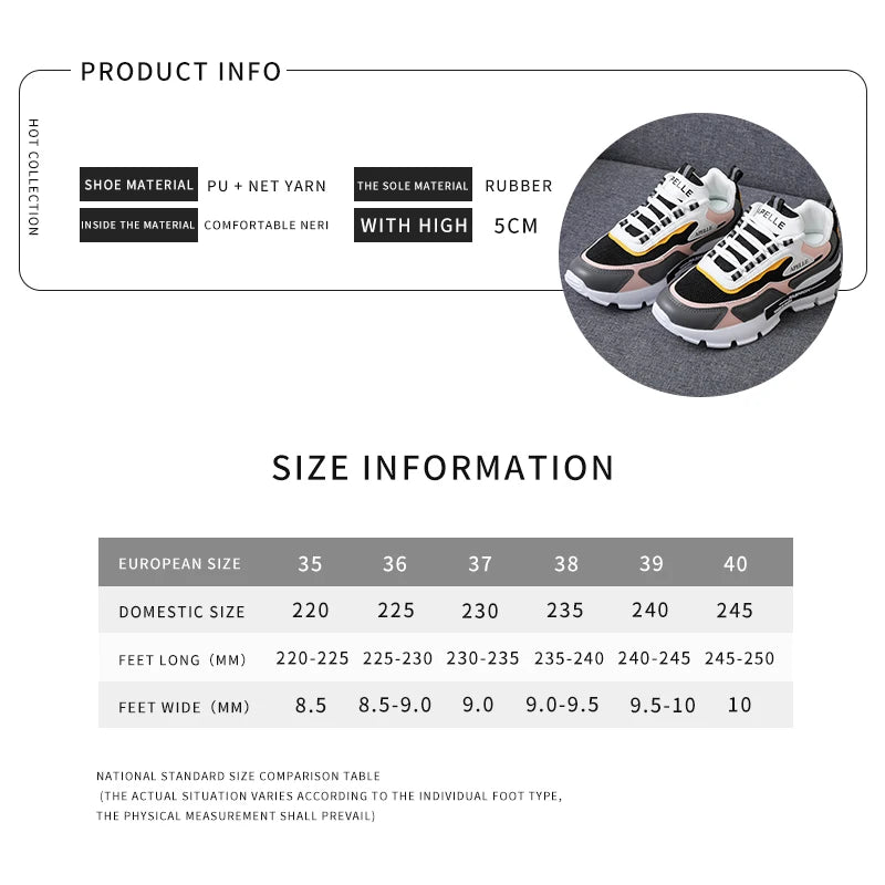 Sports Footwear Women's Running Shoes 2022 Summer New Mesh Breathable Platform Increased All-match Student's Shoes Fashion shoes