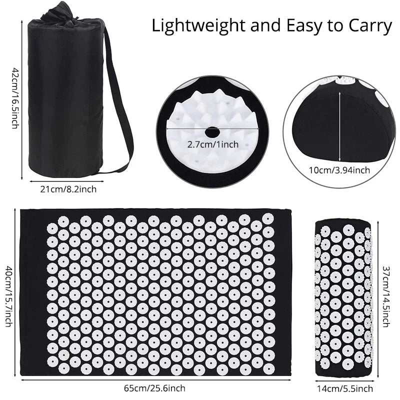 Acupressure Mat Sensi Massage Mat Pillow Set Acupuncture Massage Yoga Cushion Relieve Back Pain Foot Massager Shakti Mat