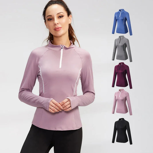 Autumn Women's Running Jacket Fitness Yoga Training Zipper Coat Sports Long Sleeve Jogging Sweatshirt Gym Sportswear Female