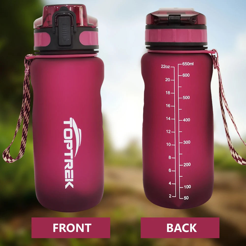 Toptrek Sports Water Bottle 650ML/1000ML BPA Free Drinkware Outdoor Sport Drinking Waterbottle Leakproof 1 Liter Water Bottl