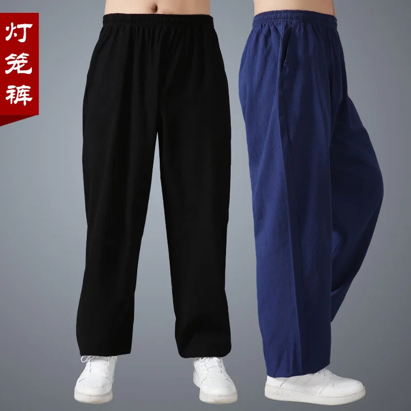 Loose Cotton Linen Pants For Men Harem Pants Men's Tai Chi Pants Martial Arts Kung Fu Summer Running Pants Yoga