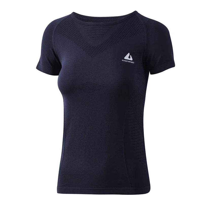 Solid Color Quick Dry Sports Short Sleeve T-Shirt Women Sweatshirt Breathable Jogging Gym Clothing Yoga Short Sleeve Tops Women