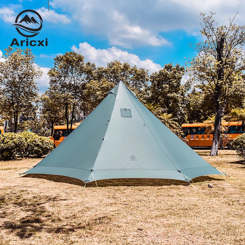 Aricxi 3-4 Person Ultralight Outdoor Camping Teepee 20D Silnylon Pyramid Tent Large Rodless Tent Backpacking Hiking Tents R3