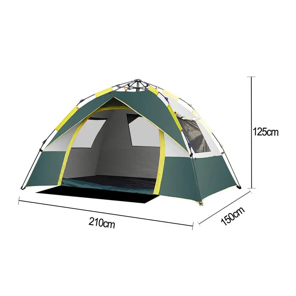 210X150X125cm 3 People Camping Tent Outdoor Sun Protection Water-proof Tent Double Doors Double Windows Hiking Tent