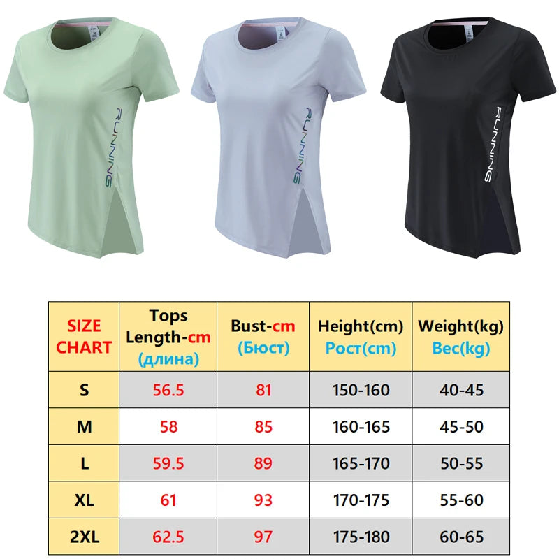 Woman Sports Tshirts Fitness Running Jogging Yoga Tilted Tee Workout  Female Fashion Open Slim Short Sleeves