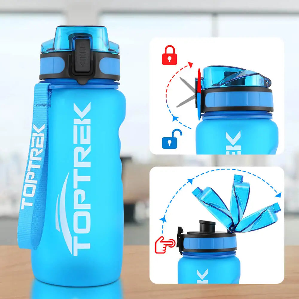 Toptrek Sports Water Bottle 650ML/1000ML BPA Free Drinkware Outdoor Sport Drinking Waterbottle Leakproof 1 Liter Water Bottl