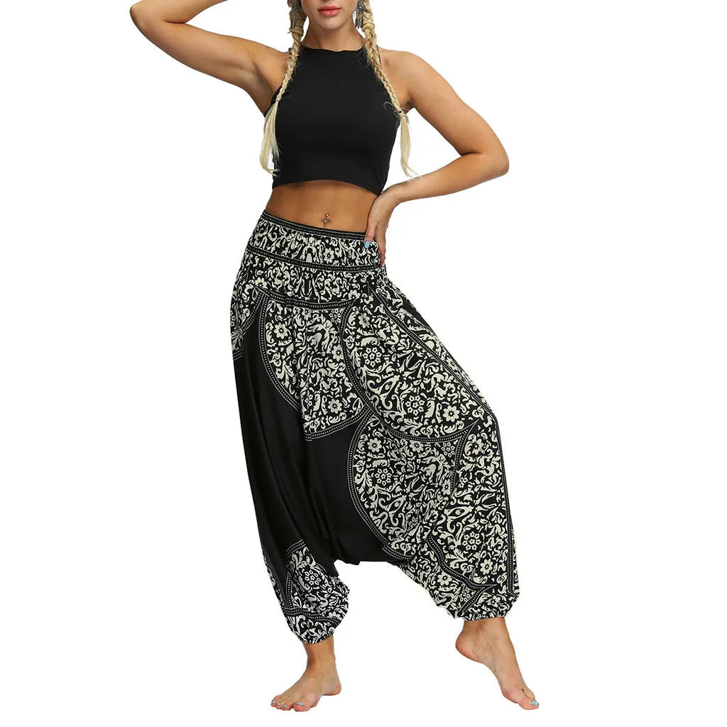 Women Casual Loose Yoga Trousers Baggy Boho Jumpsuit Pants спортивные штаны женщин pantalones de mujer 2021 new Design