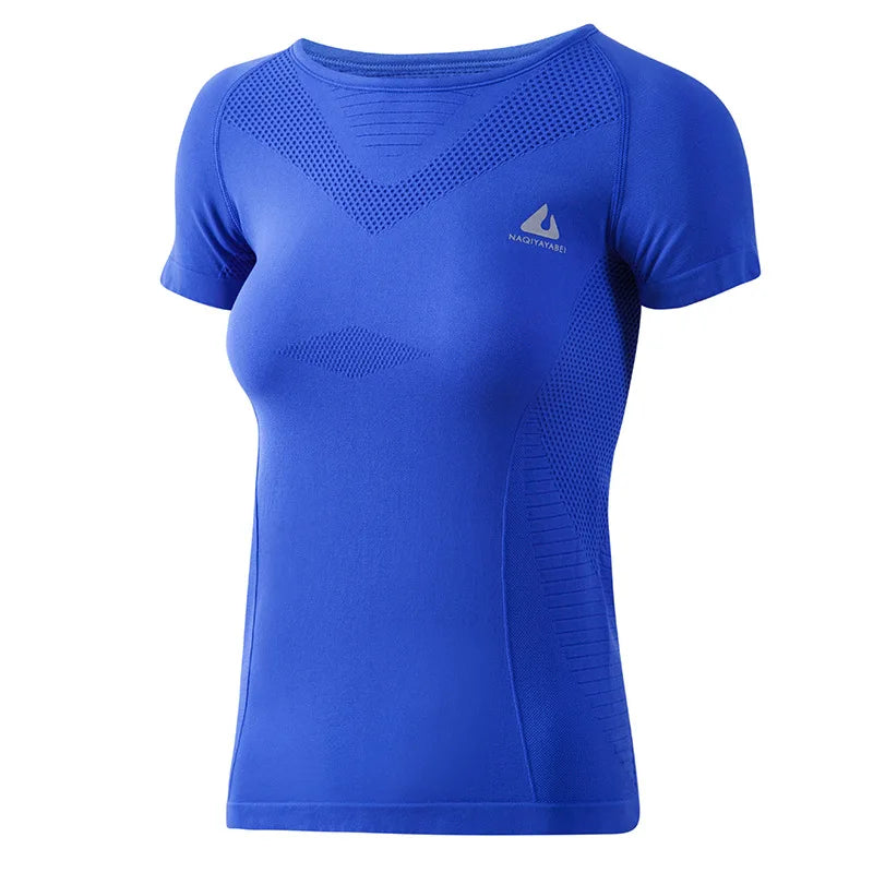 Solid Color Quick Dry Sports Short Sleeve T-Shirt Women Sweatshirt Breathable Jogging Gym Clothing Yoga Short Sleeve Tops Women