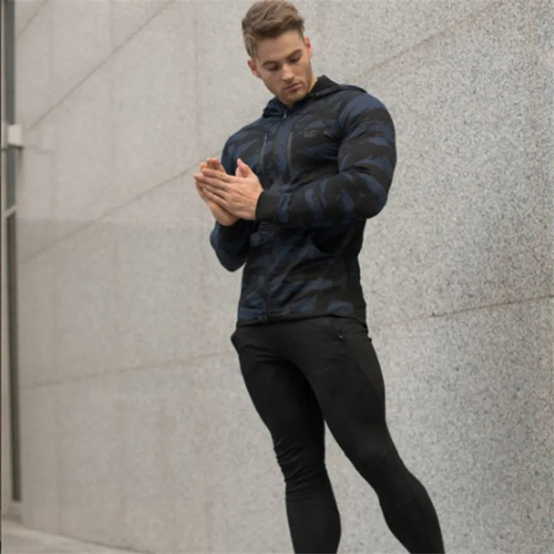 Men Brand Hoodies Gym Sport Running Training Fitness bodybuilding Sweatshirt Outdoor Sportswear Male Hooded Jacket Hoodies