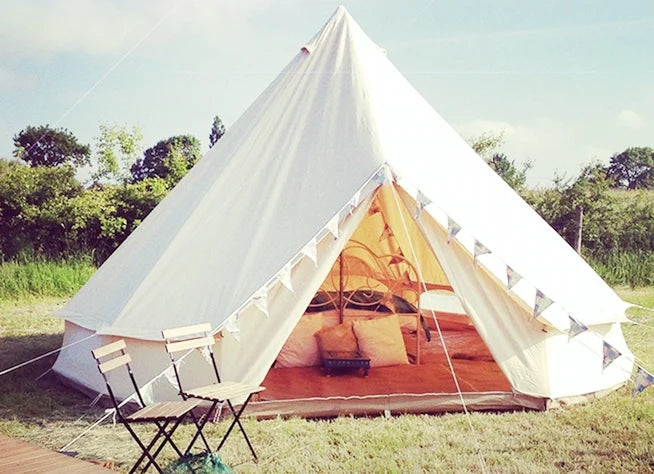 Luxury Outdoor Camping Canvas Glamping Bell Tents 4m