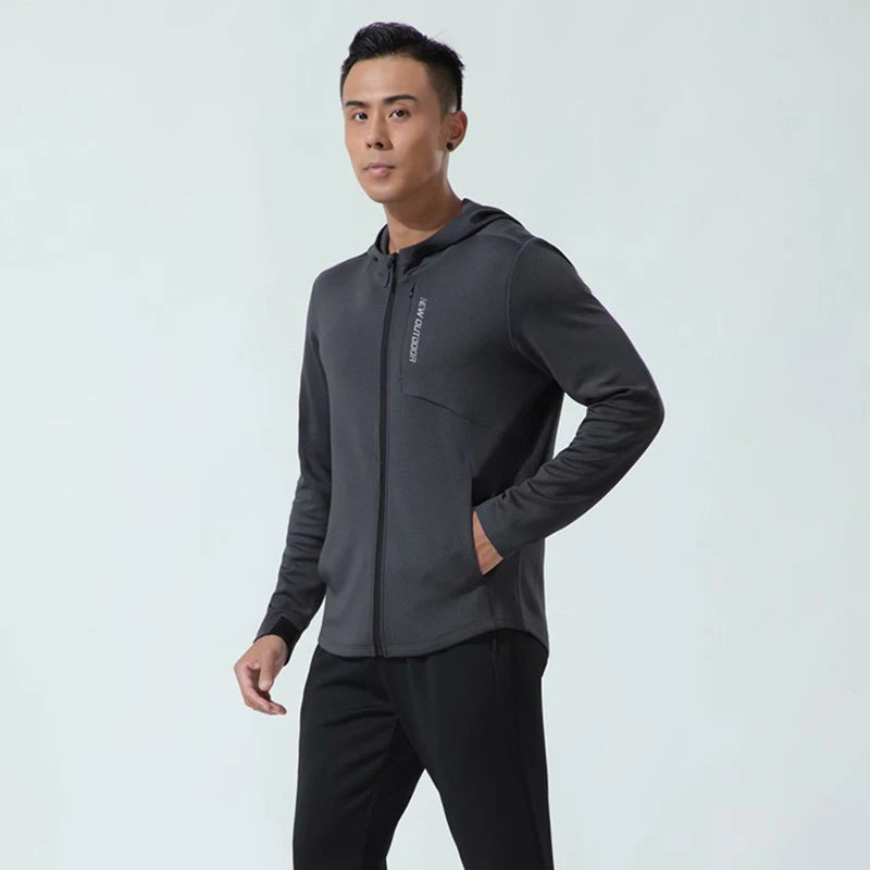 Gym Men Sports Jacket Fitness Long Sleeve Coat Running Elastic Tight Hoodies Slim Hiking Sweatshirts Male Jogging Hooded Tops