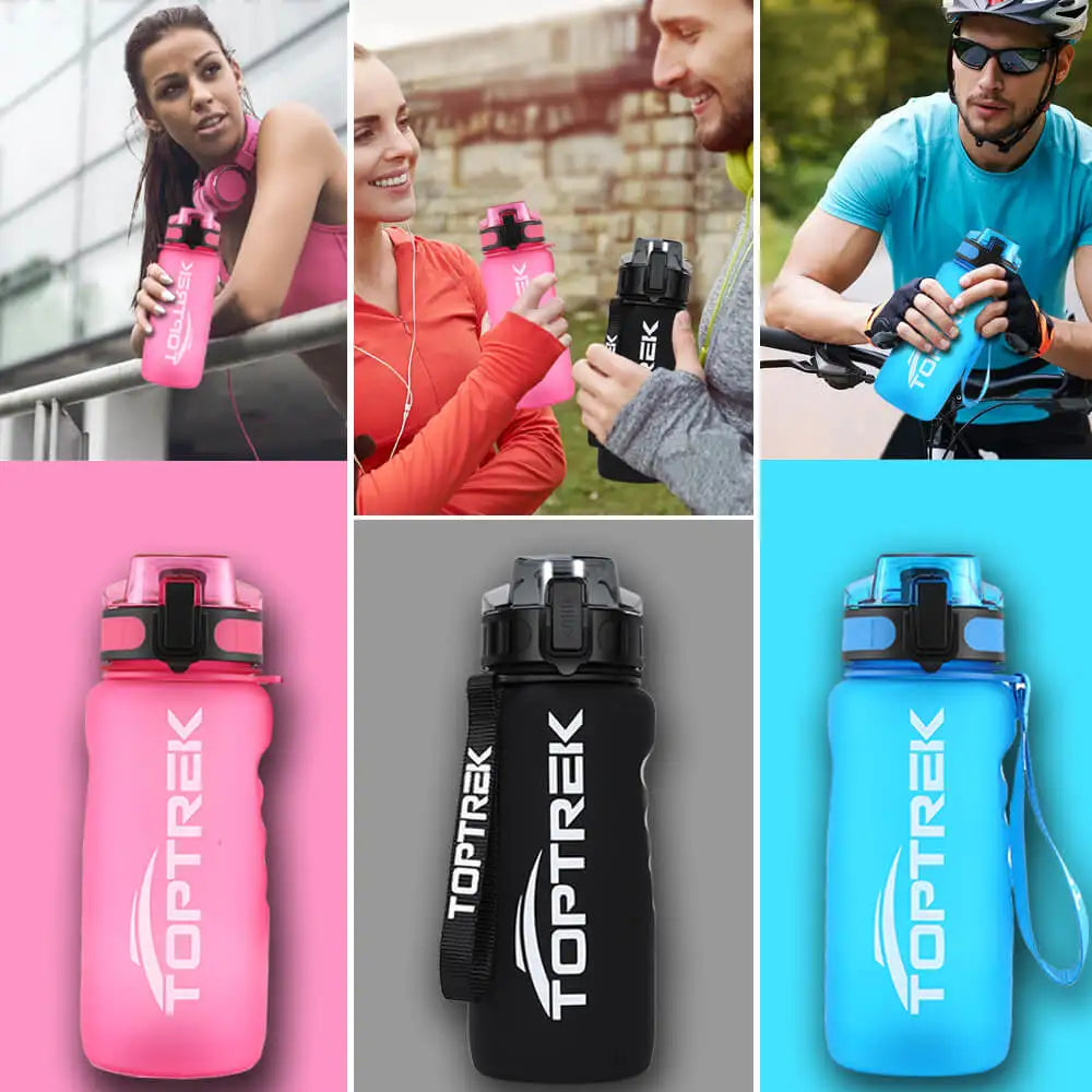 Toptrek Sports Water Bottle 650ML/1000ML BPA Free Drinkware Outdoor Sport Drinking Waterbottle Leakproof 1 Liter Water Bottl