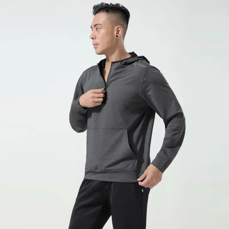 Gym Men Sports Jacket Fitness Long Sleeve Coat Running Elastic Tight Hoodies Slim Hiking Sweatshirts Male Jogging Hooded Tops