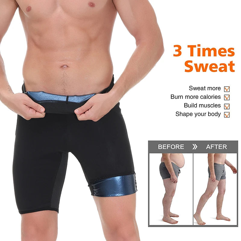 Sauna Sweat Pants for Men Hot Thermo Shorts Compression Hight Waist Leggings Gym Polymer Boxer Workout Fitness Anti-Slip Shaper