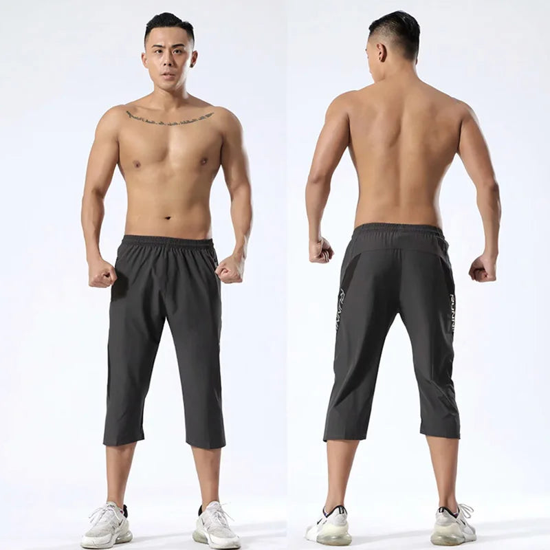 Men's 3/4 Sports Pants Running Shorts Gym Wear Fitness Workout  Tennis Basketball Soccer Training Leggings