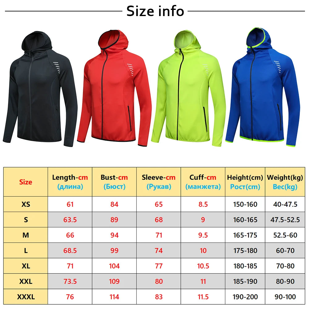 Men Sports Jacket New Hoodie Gym Soccer Training Workout Long Sleeves Brand Sweatshirts Run Jogging Zipper Coat