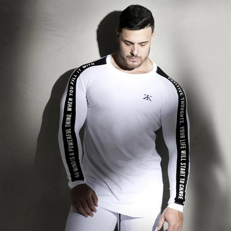 Men T-shirt Long Sleeve Autumn Gyms Workout Clothing Joggres Bodybuilding Exercise Shirts 3XL