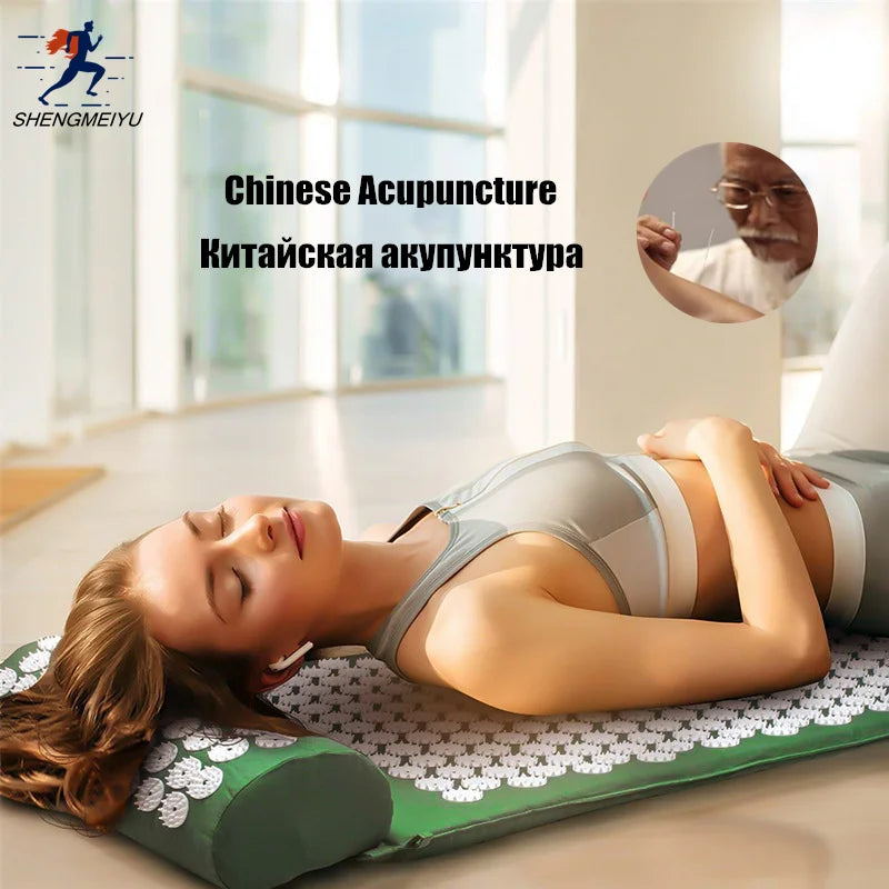 Acupressure Mat Sensi Massage Mat Pillow Set Acupuncture Massage Yoga Cushion Relieve Back Pain Foot Massager Shakti Mat