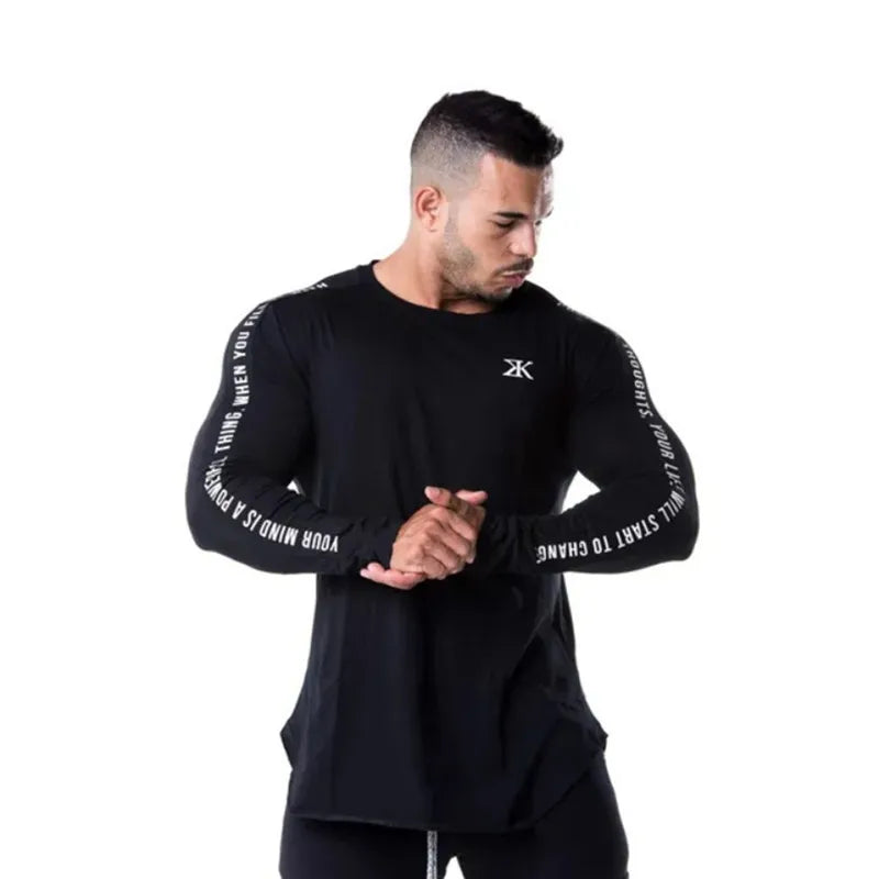 Men T-shirt Long Sleeve Autumn Gyms Workout Clothing Joggres Bodybuilding Exercise Shirts 3XL