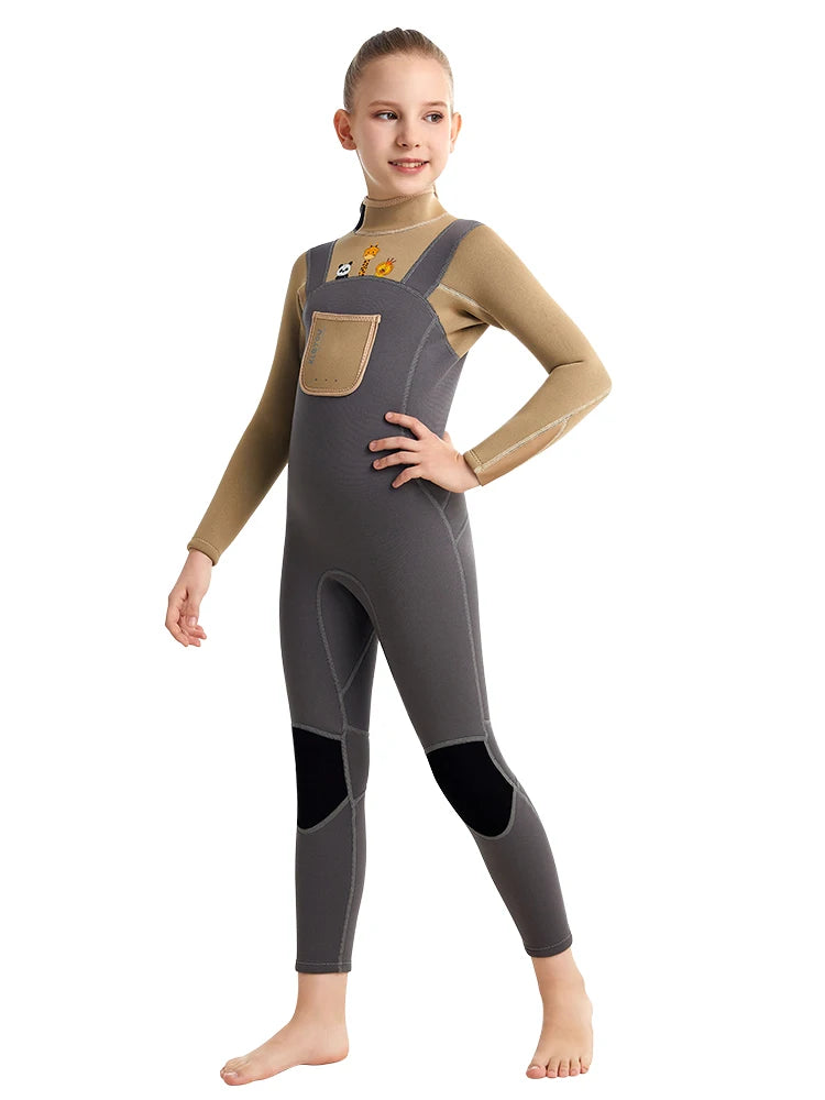 2mm Neoprene Wetsuit for Kids Boys Girls Swimsuit Long Sleeves Children Diving Suit for Surfing Scuba Swimming Back Zip