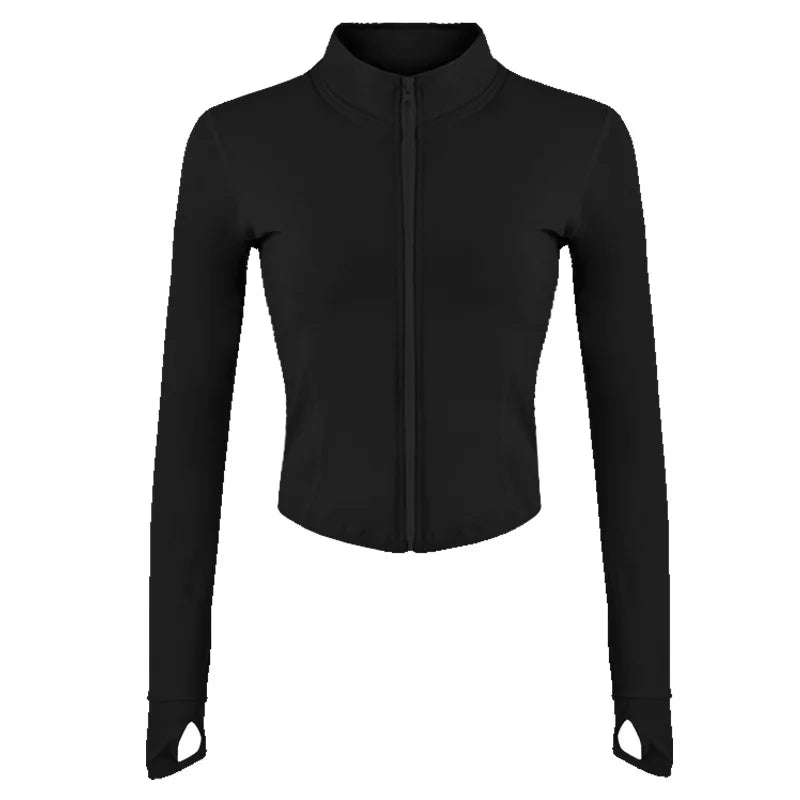 Women's Slim Fit Lightweight Jackets Women's Full Zip-up Yoga Sports Running Jacket with Thumb Holes for Workout