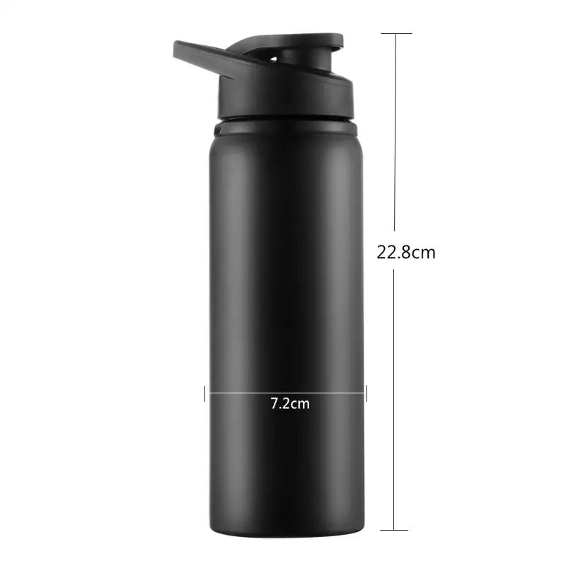 24oz Portable Sports Water Bottle Stainless Steel Straight Drinking Cup Cycling Outdoor Travel Bicycle Kettle Black