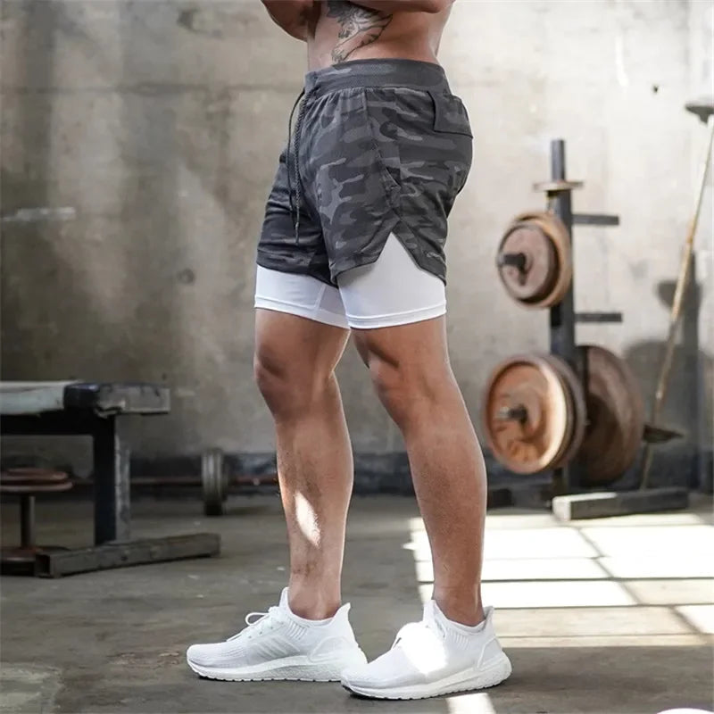 Running Shorts Breathable  Basketball Men 2 In 1 Double-deck Quick Dry Sports Shorts Fitness Jogging Workout Sport Short Pants