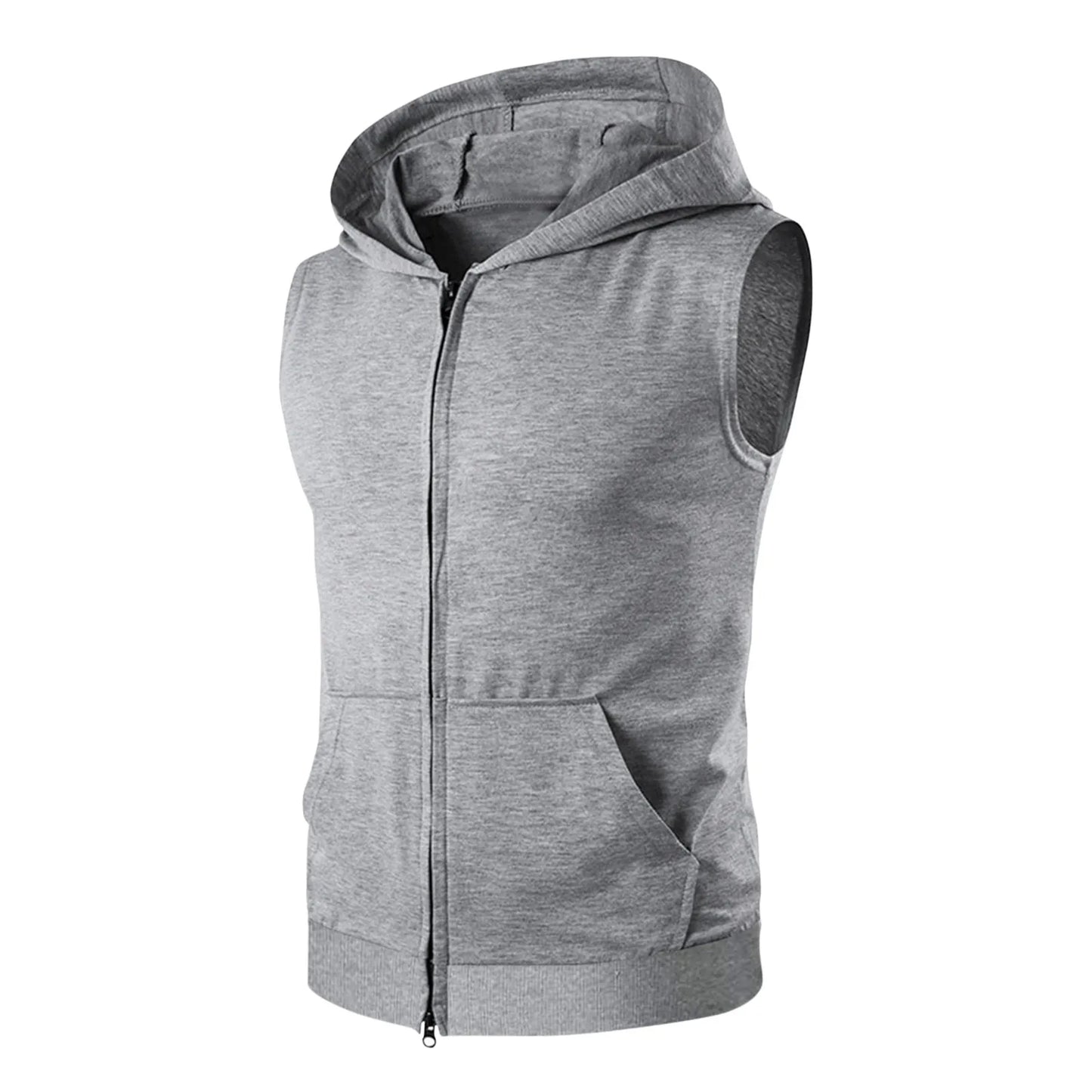 Summer Men's Zip Hooded Tank Top Solid Color Casual Sports Fitness Sleeveless Top Vest Tanks Clothes Dropshipping