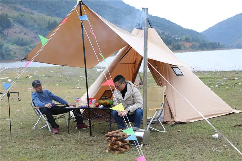 5-8 Person High Quality Outdoor Tent Cotton Canvas Luxury Camping Pyramid Tent