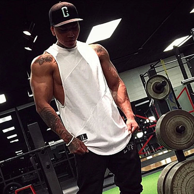 Men's Brand Gym Clothing Bodybuilding Singlets Sports Tank Top Man Fitness Shirt Muscle Guys Sleeveless Vest Casual Cotton Top