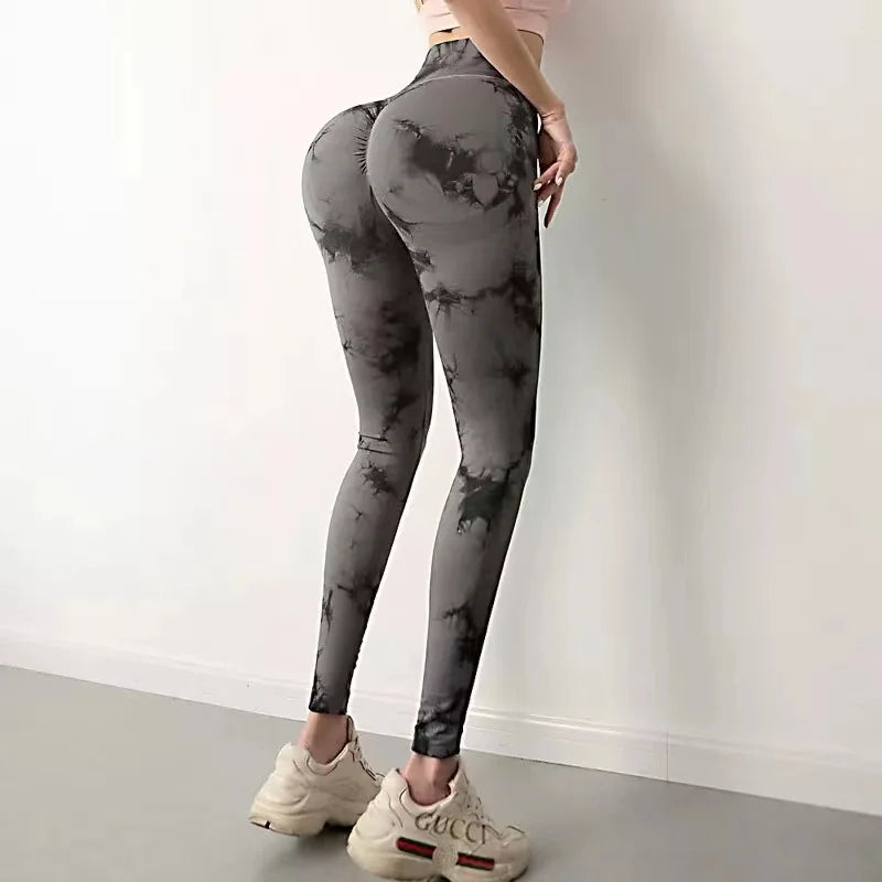 Fitness Women Sport Seamless Leggings Tie Dye High Waist Elastic Yoga Pants Gym Training Running Leggings Femme 16 Colors