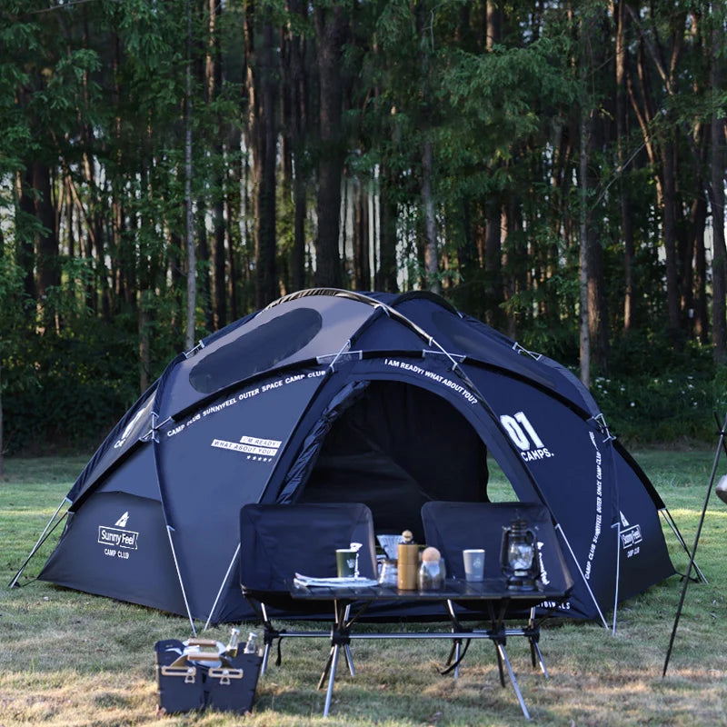 High Quality Family Outdoor Luxury Black Spherical Aluminum Pole Tent Camping Tent