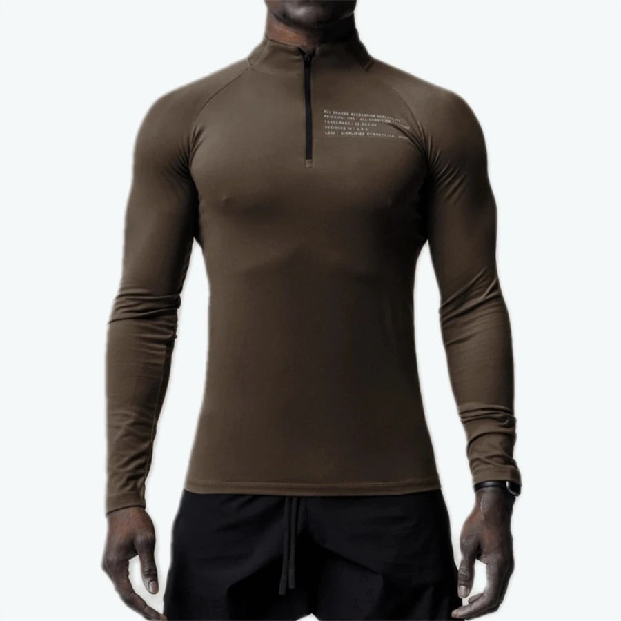 Men's T-shirt UV Sun Protection Long Sleeve Hiking Fishing Shirts Quick Dry 1/4 Zip Summer Pullover Workout Tops