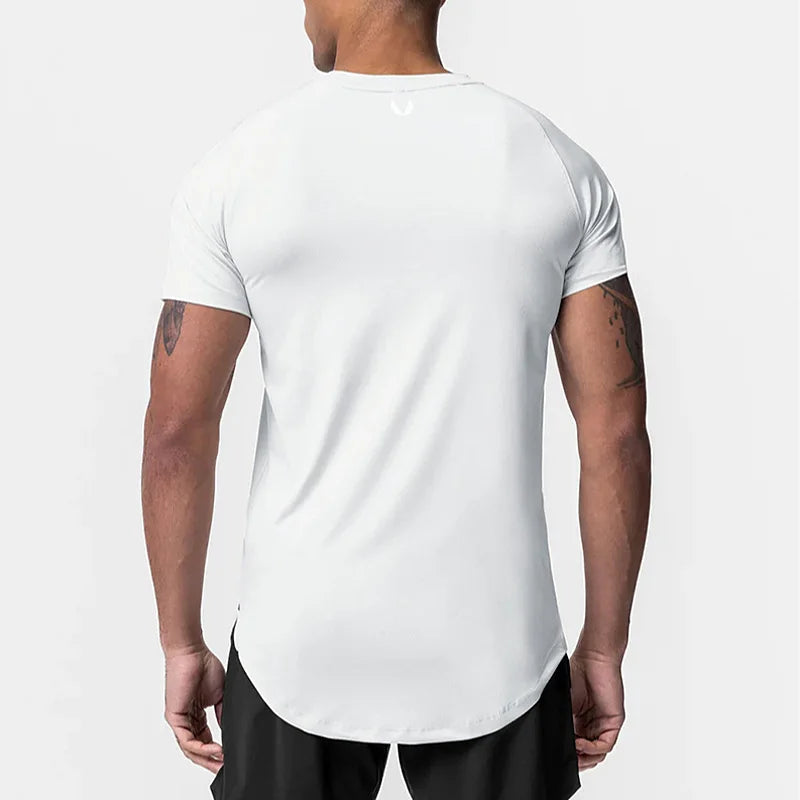 Gym Summer Men's Fitness Quick Dry Running Short Sleeve T-Shirt Skinny O Neck Sweatshirt Male Casual Tee Tops Workout Clothing